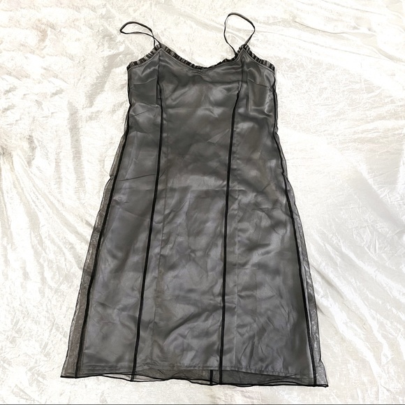 NWT United Colors of Benetton silver and black mesh dress - Picture 1 of 13